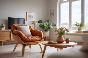 Cozy living room interior design showcase contemporary home furniture arrangement bright environment soft natural light modern aesthetics