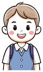 Smiling Boy Cartoon with School Backpack, Cheerful Expression