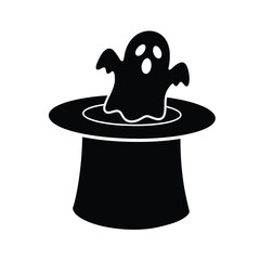 Ghost emerging from top hat icon magic trick