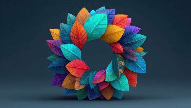 Colorful leaves form a vibrant circle