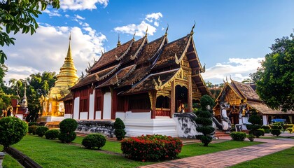 Obraz premium Golden temple complex under a bright sky