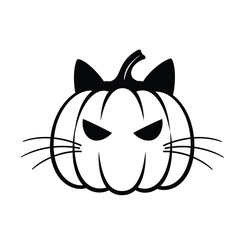 Black cat pumpkin icon white