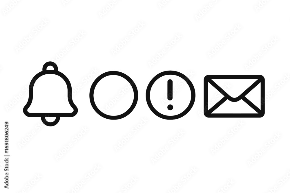 Poster notification icon set. simple black line art for web and mobile applications. vector illustration of