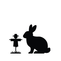 Rabbit and scarecrow silhouette bunny hare