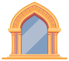 Fototapeta premium Ornate Golden Archway With Mirror Frame Decorative Classical Architecture Element