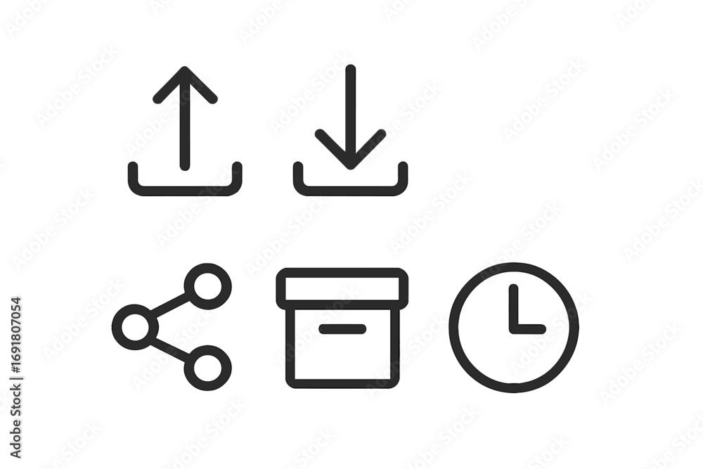 Poster modern minimalist line icon set. essential web and mobile app interface symbols. vector collection o