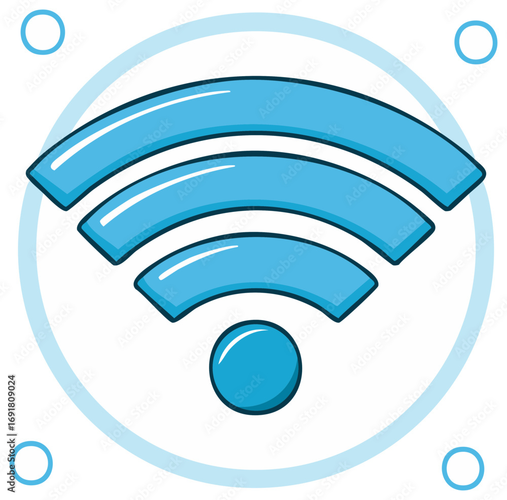 Poster modern wireless internet connection symbol with blue wifi signal waves icon