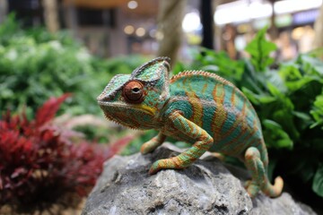 Fototapeta premium Colorful Toy Chameleon in Playful Setting Evoking Joy Imagination and Creativity Perfect for Children and Educational Playtime Activities Fun and Engaging