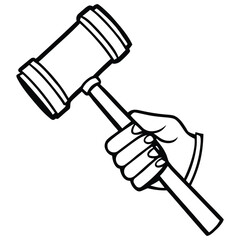 Hand holding a gavel. Holding Judge's Gavel