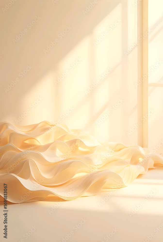 Poster abstract golden background with flowing orange and yellow lines creating a warm and bright pattern