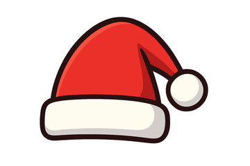 Festive Santa Claus Hat Vector Illustration, Christmas Decoration Symbol, Cartoon Style Holiday Icon with Transparent Background, Festive Season Accessory Design
