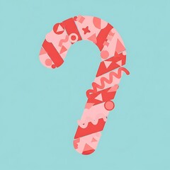 Candy Cane with Abstract Geometric Shapes