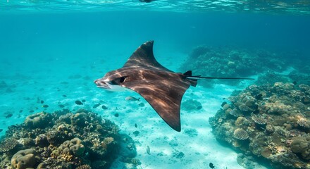 Stingray underwater coral reef