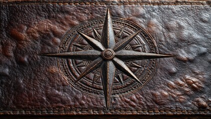 Fototapeta premium Vintage leather with compass rose