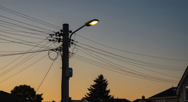Street lamp dusk silhouette - Powered by Adobe