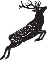 Silhouette of a Spotted Deer Leaping with Antlers stag