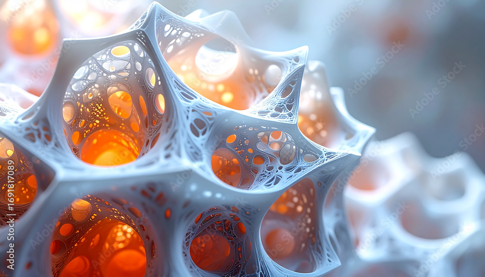Aufkleber abstract cell structure: explore the intricate beauty of an abstract cell structure, with its unique