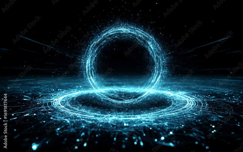 Aufkleber high-tech glowing circular pattern with digital lines and futuristic design