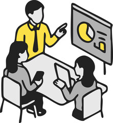 isometric vector illustration of business person doing job