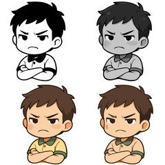 Chibi in mood Annoyed (Frowning, arms crossed) vector design