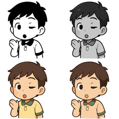 Chibi in mood Playful-Flirty (Winking, hand gesture) vector design