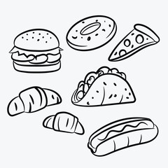 Fast Food Doodle Vector Set