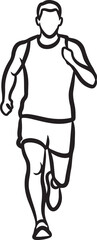 Fototapeta premium Black and White Outline of a Man Running athlete fitness