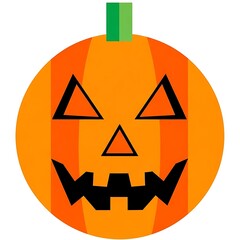 Orange Halloween Pumpkin Face with Green Stem