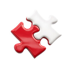 Obraz premium Red 3D puzzle piece isolated on white background representing solution connection and teamwork concept