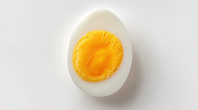 Ultra quality image of half boiled egg isolated on white background. Top view. - Powered by Adobe