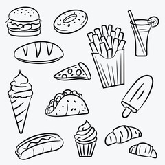 Minimal Fast Food Doodle set