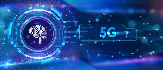 The concept of 5G network, high-speed mobile Internet, new generation networks. Business, modern technology, internet and networking concept. 3d illustration