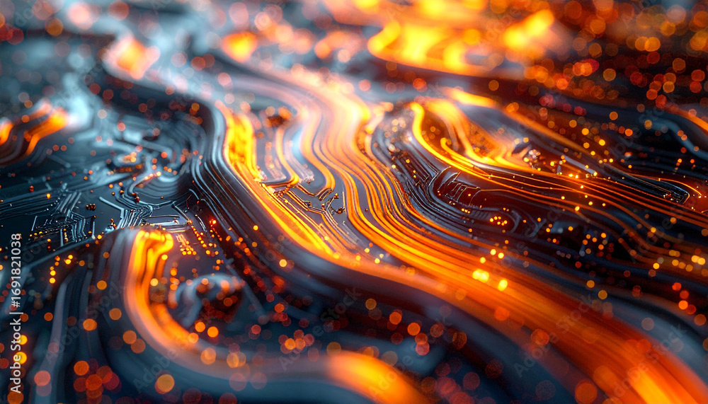 Poster abstract circuit board: a mesmerizing macro view reveals the intricate pathways of a state-of-the-ar