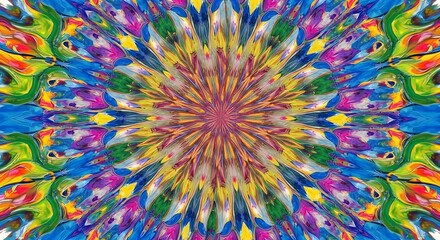 Vibrant psychedelic kaleidoscope of exploding colors and abstract patterns