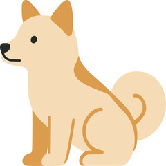 Flat Design Shiba Inu Dog Sitting Breed Pet Illustration