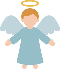 Simple Flat Design Angel Illustration with Halo and Wings for Christmas Decoration