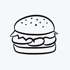 Simple Burger Doodle Illustration