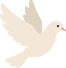 Simple Flat Style White Dove Flying Peace Symbol Icon Illustration