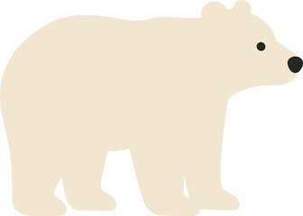 Simple Graphic Flat Polar Bear Cartoon Illustration on White Background