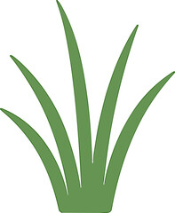Simple Outline Green Grass Clipart Element Flat Style Illustration