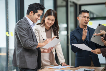 business team working together in office