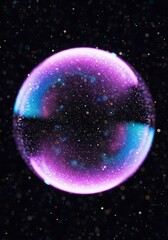 Obraz premium Cosmic sphere displaying nebulae colors against a backdrop of distant twinkling stars