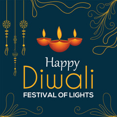 happy Diwali banner and social media post 