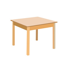 A basic, cartoon-style illustration of a square wooden table.