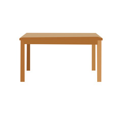 A basic, flat vector graphic of a rectangular wooden table.