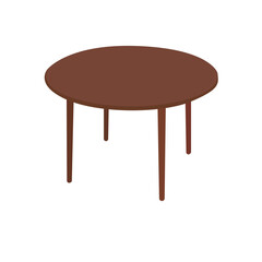 This is a clean, stylized illustration of a round wooden dining table.