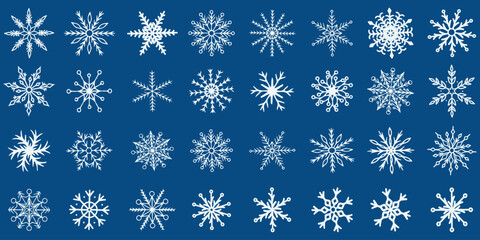 Snowflake set on isolated background. Isolated snowflake collection.