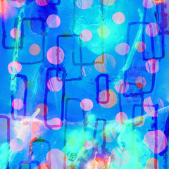 Futuristic Watercolor Art with Circles and Rectangles