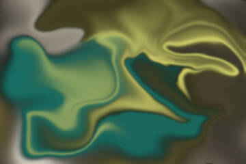 Abstract fluid art with swirling green and yellow colors