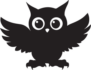 Cartoon Silhouette of a Baby Owl with Tiny Wings. Vector illustration